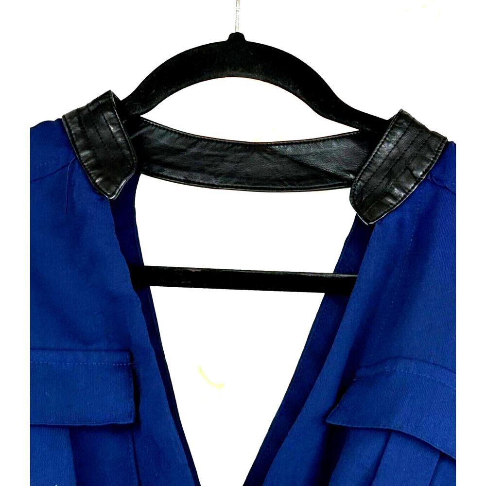 Very J Dress Womens Small Blue Elastic Waist Deep V Neck Long Sleeve Pullover - Picture 3 of 15